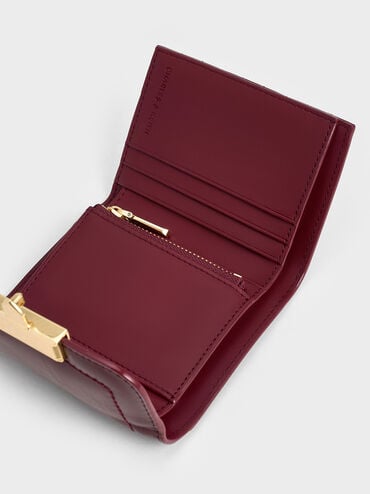 Donna Crinkle-Effect Wallet, Burgundy, hi-res