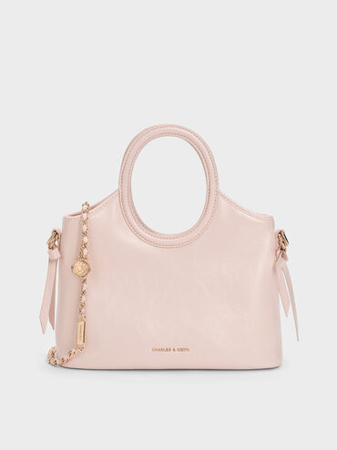 Mini Dalia Bow Oval-Handle Tote Bag, Soft Pink, hi-res