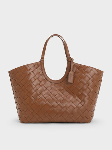 Ivette Woven Tote Bag, Chocolate, hi-res