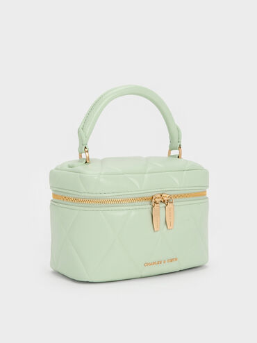 Arwen Quilted Top Handle Vanity Bag, Mint Green, hi-res