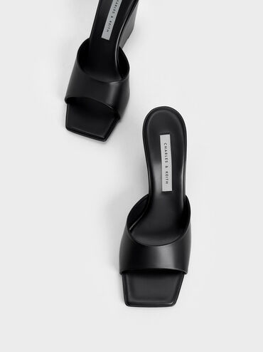 Square-Toe Wedges, Black, hi-res