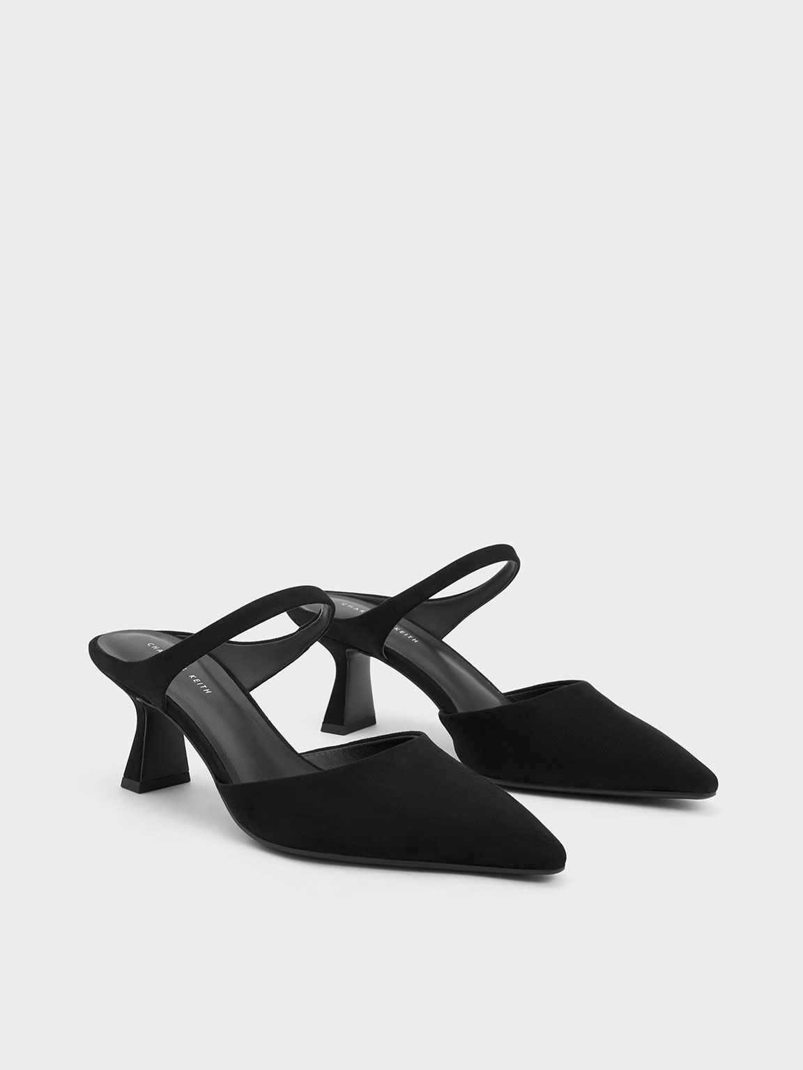 Black pointed sales mules heels