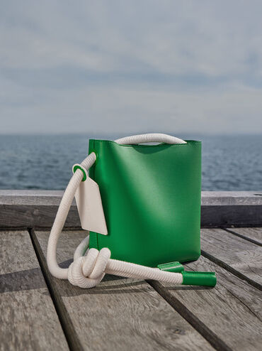 Gwiana Knotted Bucket Bag, Green, hi-res