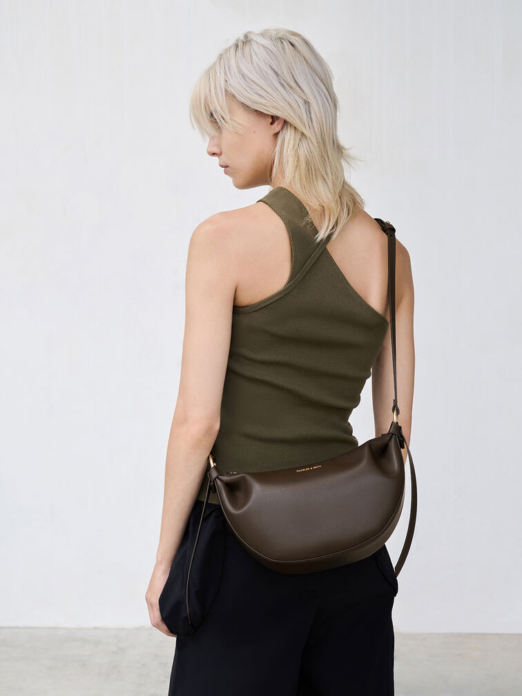 Calla Half-Moon Bag, Dark Moss, hi-res