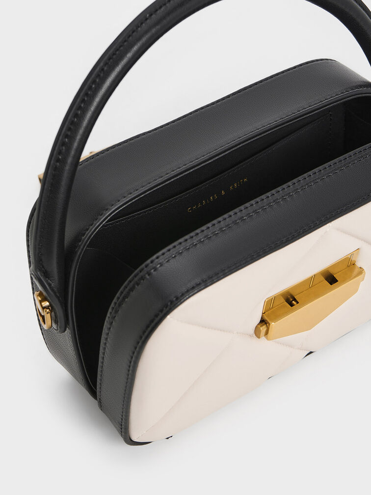 Vertigo Quilted Two-Tone Boxy Top Handle Bag, Multi, hi-res