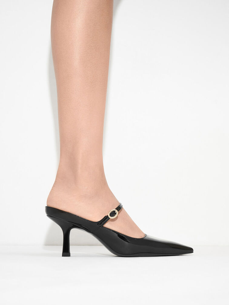 Roxane Patent Mary Jane Heeled Mules, Black Patent, hi-res