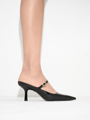 Roxane Patent Mary Jane Heeled Mules, Black Patent, hi-res