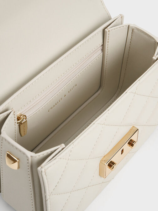 Alva Quilted Chain-Handle Bag, Ivory, hi-res