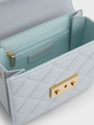 Alva Quilted Chain-Handle Bag, Sea Salt Blue, hi-res