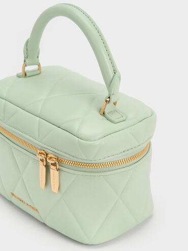 Arwen Quilted Top Handle Vanity Bag, Mint Green, hi-res