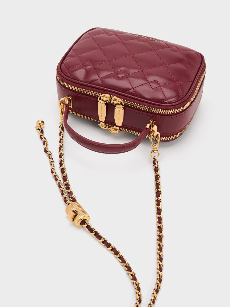 Duo Quilted Vanity Bag, Burgundy, hi-res