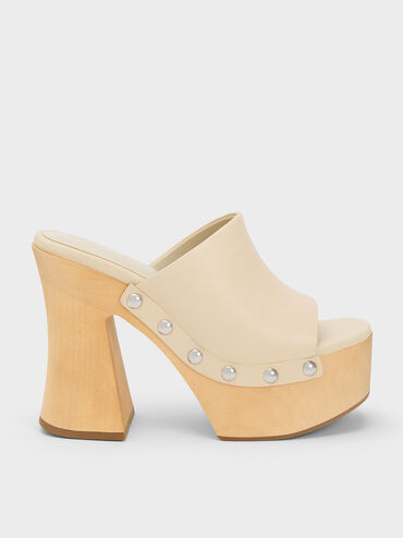 Tabitha Leather Platform Clogs, Chalk, hi-res