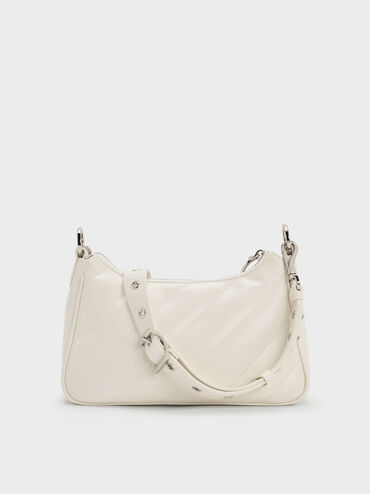 Philomena Crinkle-Effect Chain-Strap Crossbody Bag, Cream, hi-res