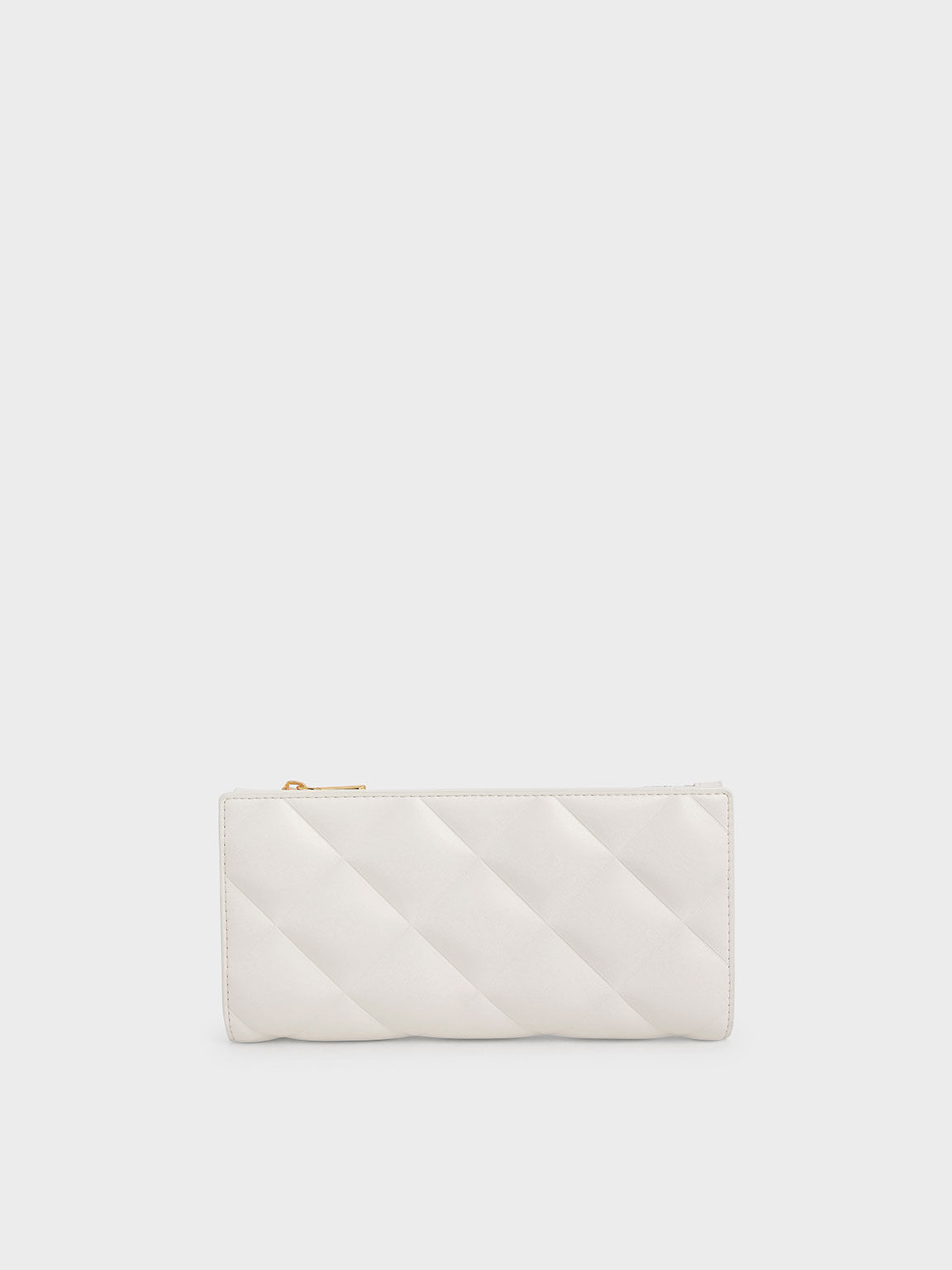Danika Quilted Long Wallet, Cream, hi-res
