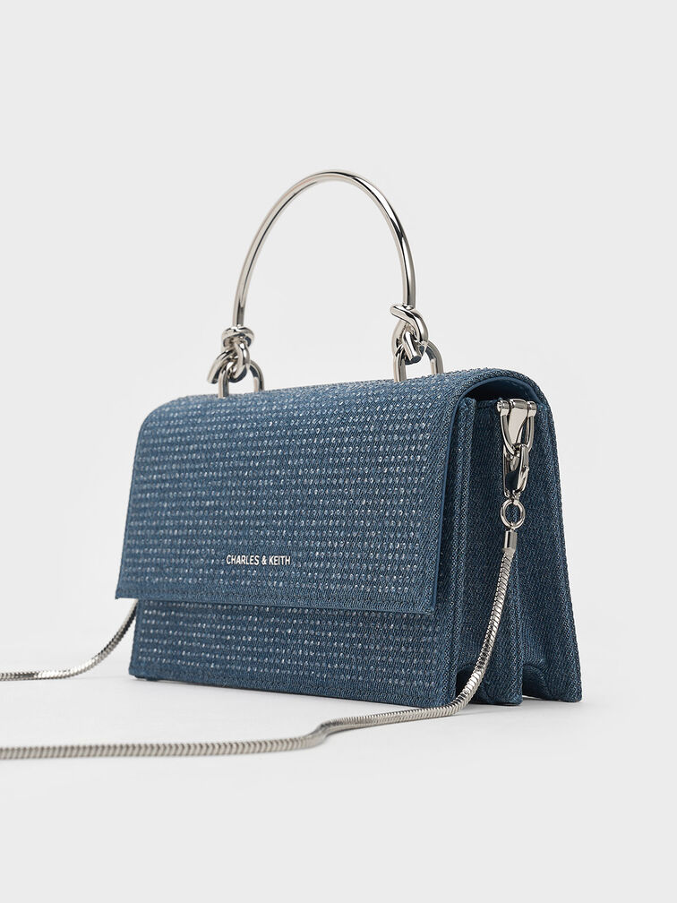 Kristine Denim Sculptural-Handle Long Wallet, Denim Blue, hi-res
