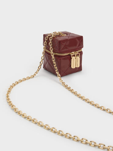 Janie Quilted Micro Bag, Burgundy, hi-res