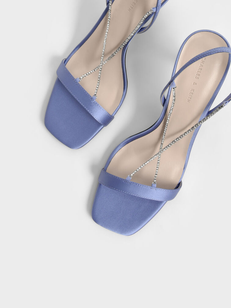 Adel Recycled Polyester Gem-Strap Stiletto Sandals, Blue, hi-res