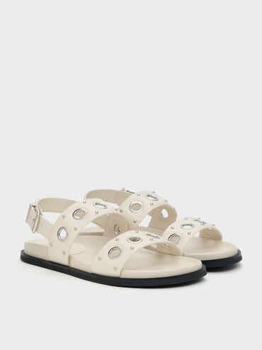 Grommet Crossover Slingback Sandals, Chalk, hi-res