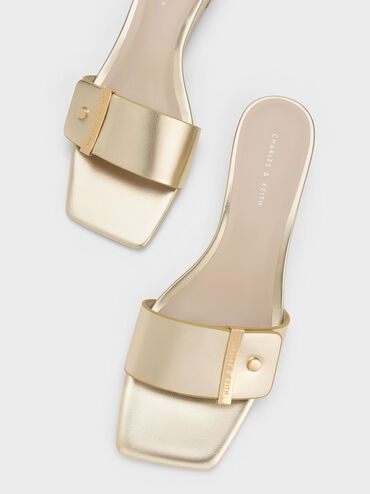 Metallic Accent Square-Toe Wedges, Gold, hi-res