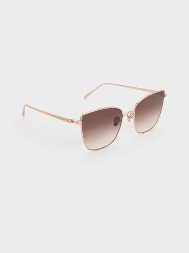 Livonia Crystal Square Sunglasses, Rose Gold, hi-res