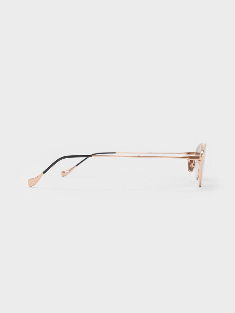 Jax Metal-Frame Geometric Sunglasses, Rose Gold, hi-res