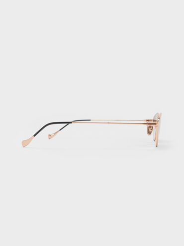 Jax Metal-Frame Geometric Sunglasses, Rose Gold, hi-res