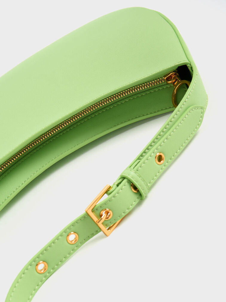 Curved Shoulder Bag, Green, hi-res
