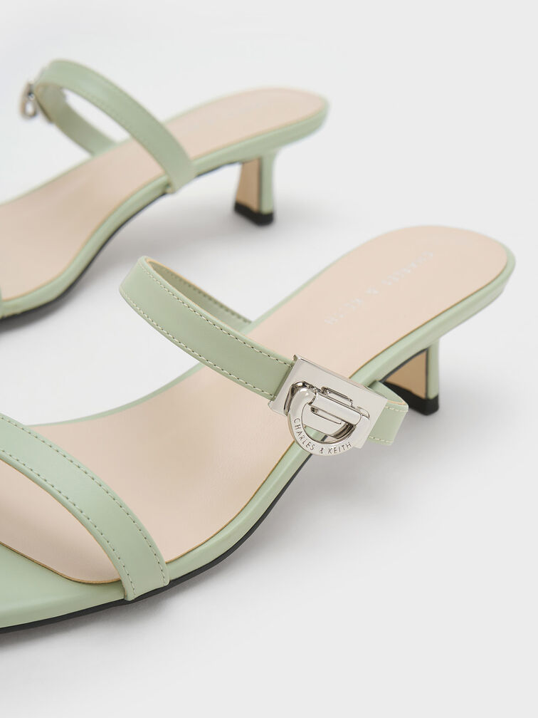 Metallic Accent Double Strap Mules, Sage Green, hi-res