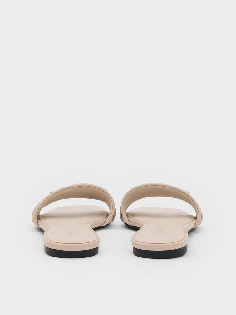Leslie Slide Sandals, Beige, hi-res