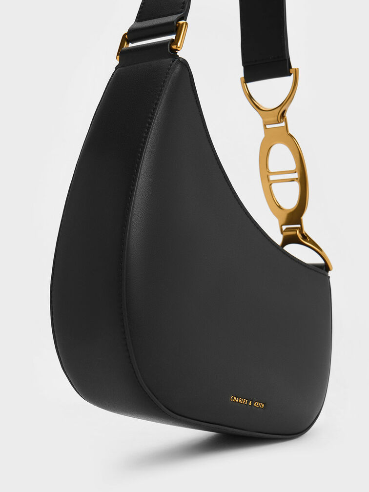 Asymmetrical Shoulder bag, Black, hi-res