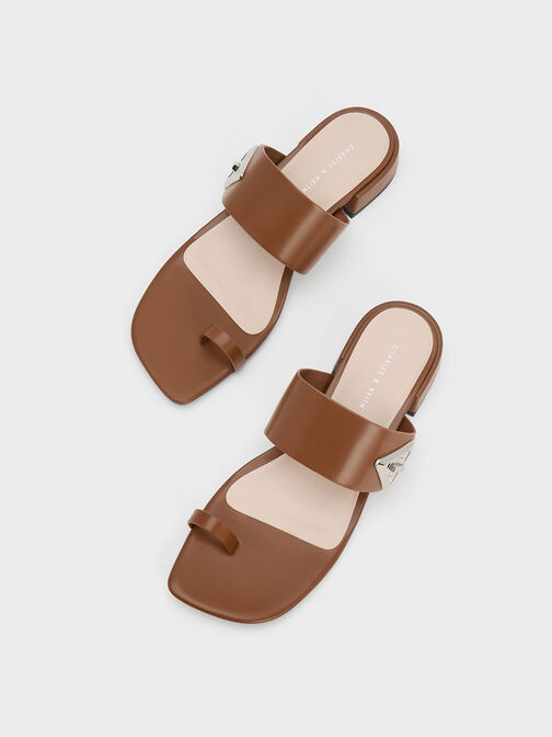 Trice Metallic Accent Toe-Ring Sandals, Cognac, hi-res
