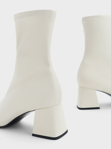 Jully Metallic Trapeze Heel Ankle Boots, Chalk, hi-res