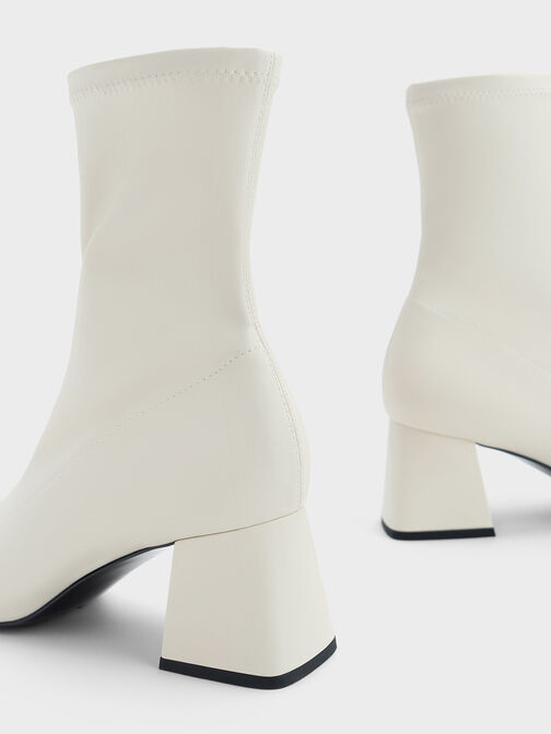 Jully Metallic Trapeze Heel Ankle Boots, Chalk, hi-res