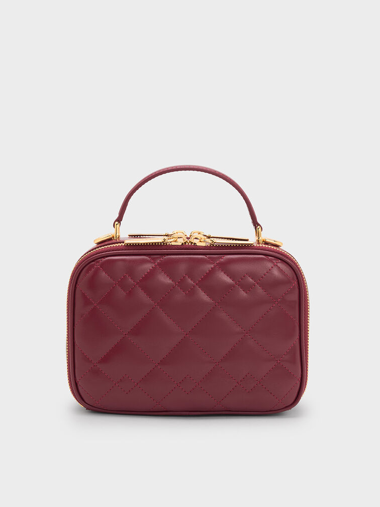Duo Quilted Vanity Bag, Burgundy, hi-res