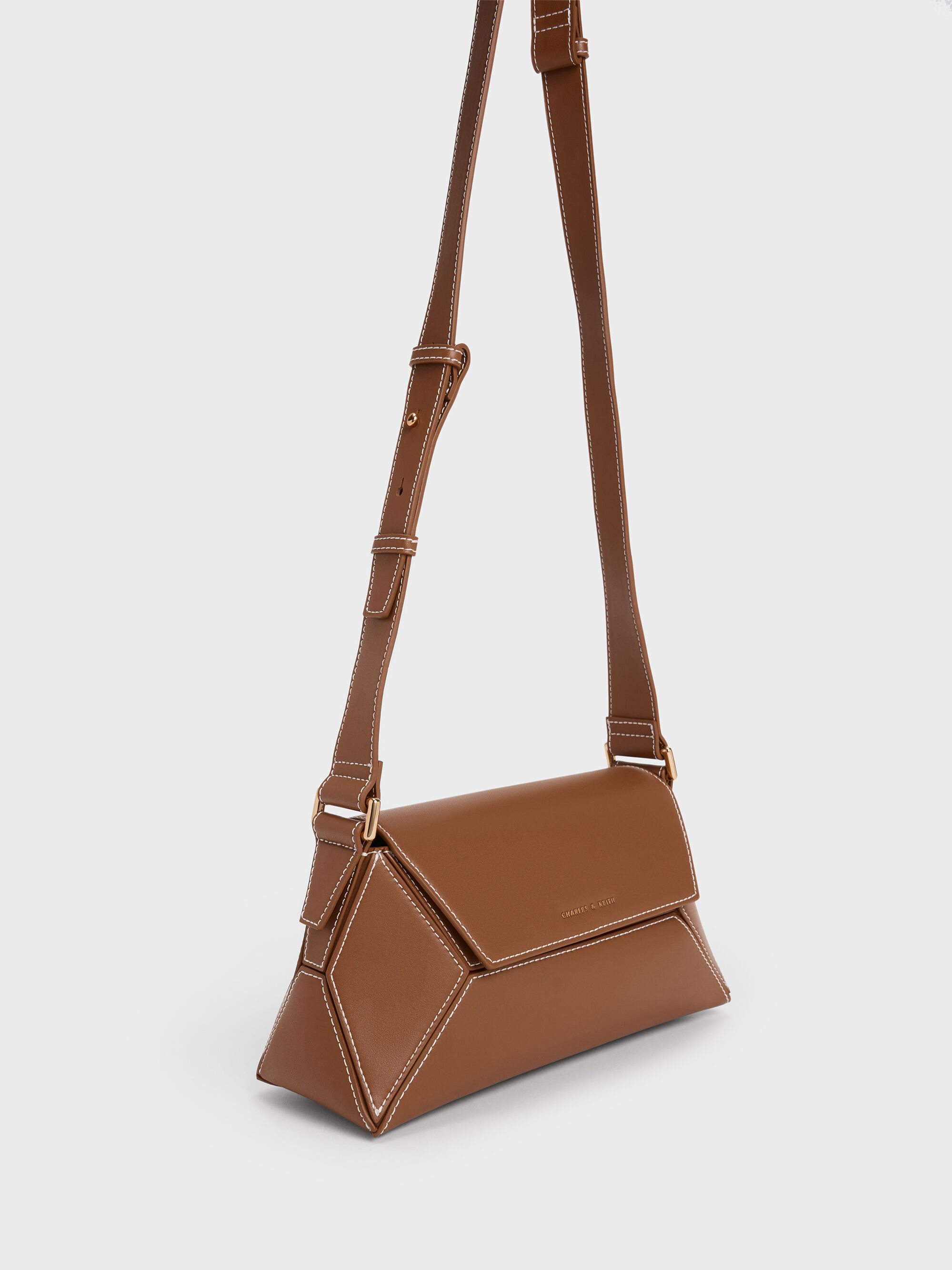 Chocolate Nasrin Geometric Shoulder Bag - Chocolate - CHARLES