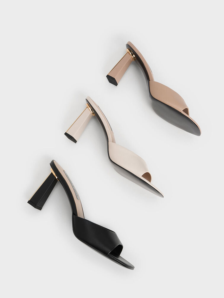 Geometric Heeled Mules, Chalk, hi-res