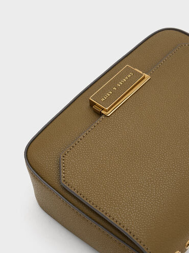 Sue Chain-Strap Shoulder Bag, Khaki, hi-res