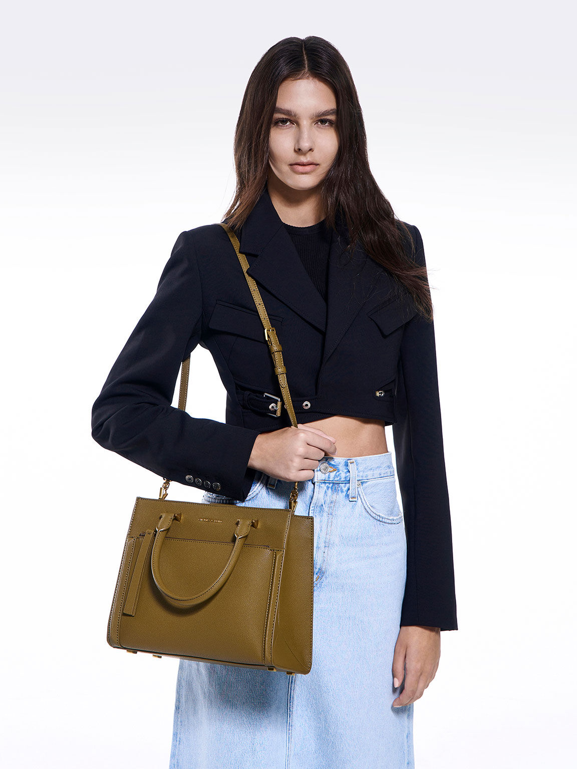 Anwen Structured Tote Bag Khaki