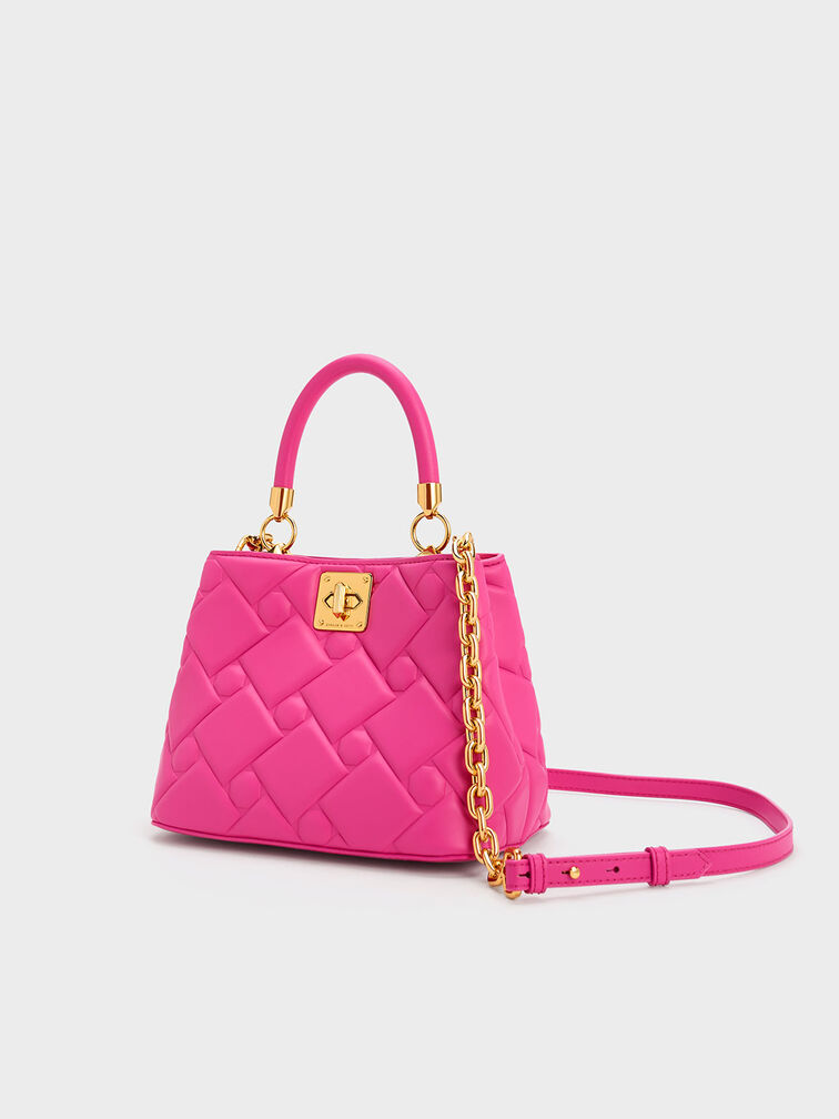 Tillie Quilted Top Handle Bag, Fuchsia, hi-res