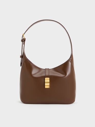 Wisteria Belted Shoulder Bag, Dark Brown, hi-res