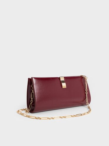 Wisteria Metallic-Accent Clutch, Burgundy, hi-res