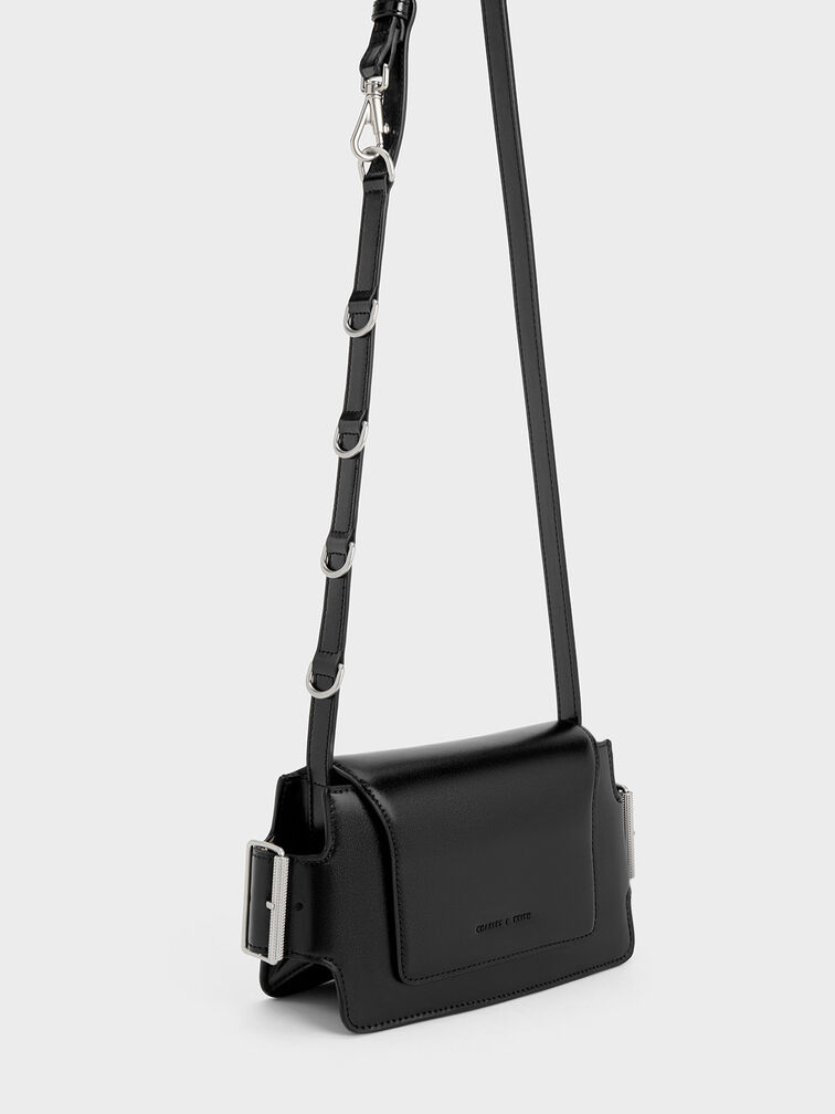 Lexie Side-Buckle Crossbody Bag, Noir, hi-res