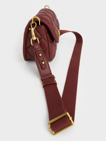 Cressida Quilted Crossbody Bag, Burgundy, hi-res