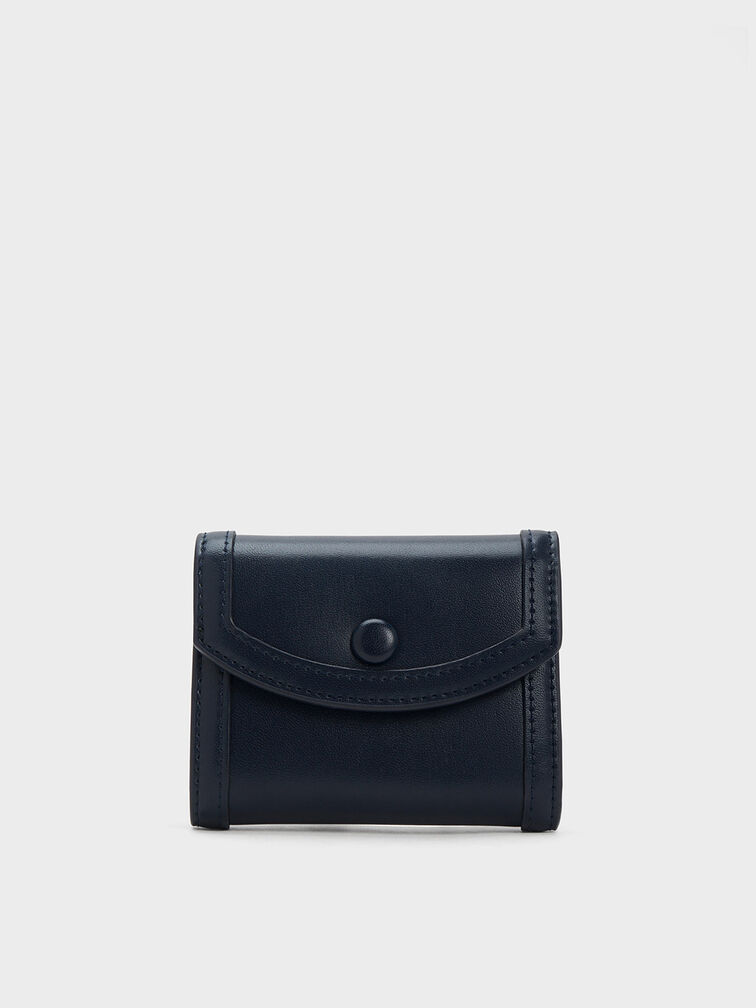 Alouette Contrast Trim Small Wallet, Navy, hi-res