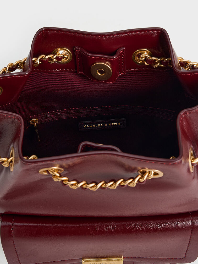 Donna Crinkle-Effect Backpack, Burgundy, hi-res