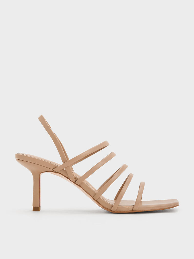 Strappy Blade Heel Sandals, Nude, hi-res