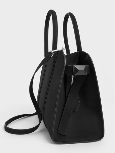 Axel Faux Suede Bowling Bag, Black, hi-res
