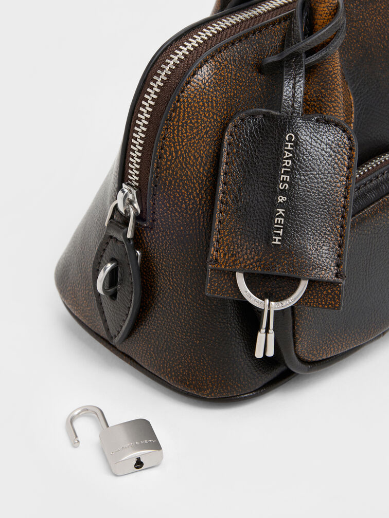 Ginevra Front-Pocket Shoulder Bag, Burnished Brown, hi-res