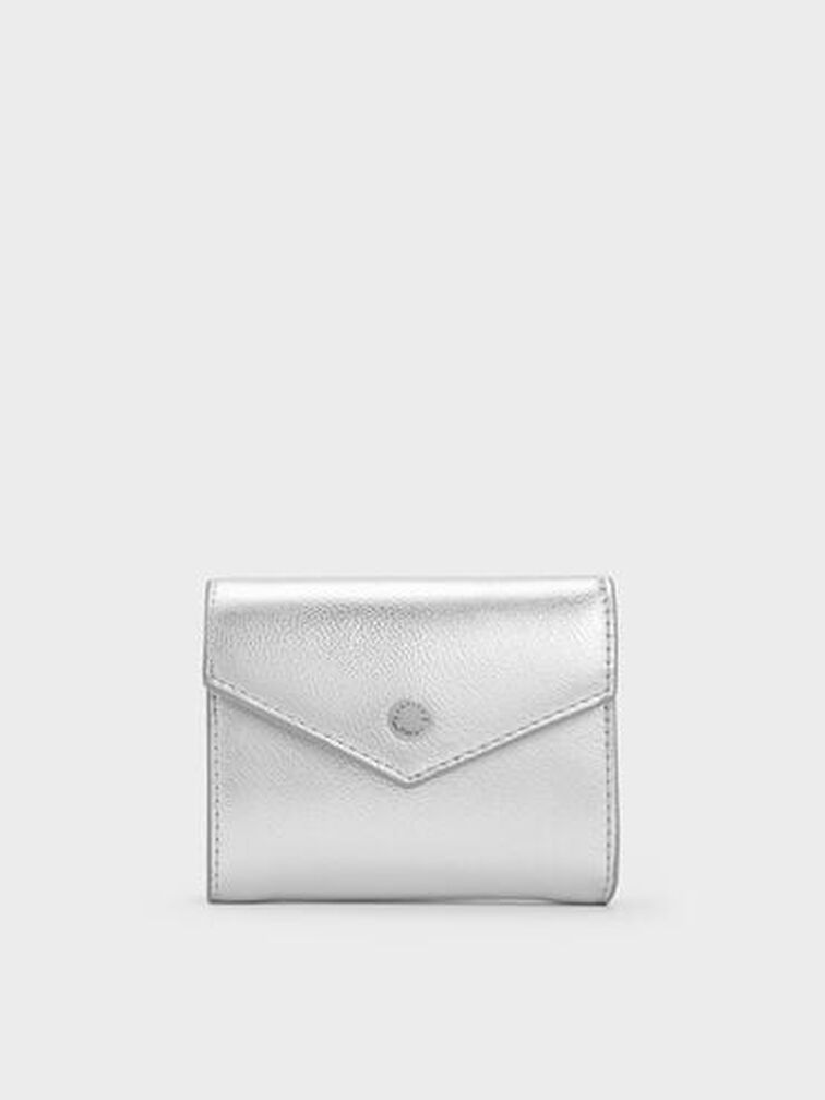Marlowe Metallic Short Envelope Wallet, Silver, hi-res
