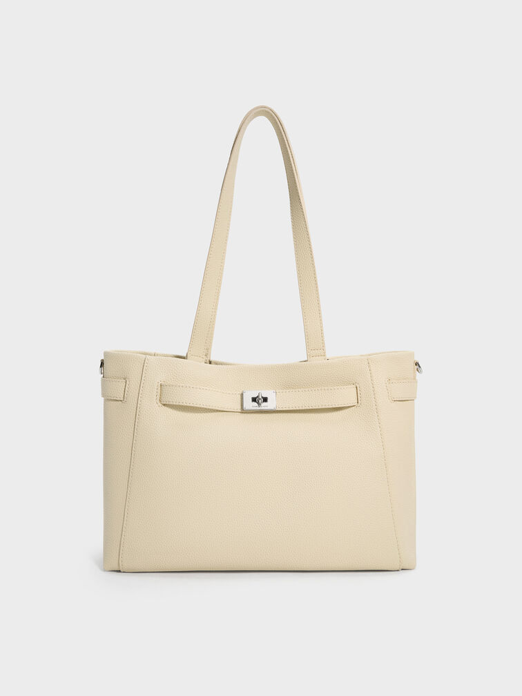 Dinora Belted Tote Bag, Chalk, hi-res